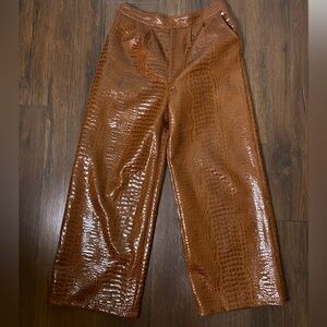 Nasty Gal Faux Leather Crocodile Wide Leg Pants